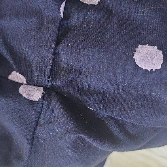 Roaman's Navy and Lavendar Polka Dot Button Down Blouse - Picture 8 of 13